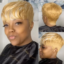 Load image into Gallery viewer, WIGERA  Highlight Synthetic Wigs Short Straight  Pixie Cut Hair Bob Wig Honey Gold Mix Black  Hair For Woman