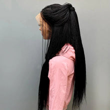Load image into Gallery viewer, 28" Micro Twist Braided Wig | 1B Black | Front Lace | Glueless | Petite Cap | For Black Women