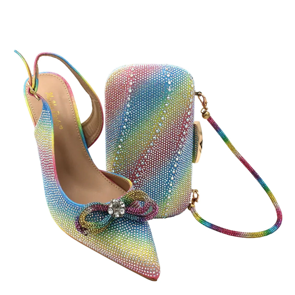 High-Quality Ladies Sandal Shoes Matching Bag Set EDR321