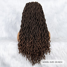 Load image into Gallery viewer, Knotless Box Braided Wig with Curly Ends &amp; Baby Hair | Synthetic Lace Front Wig for Black Women