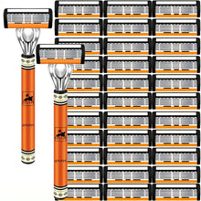 Load image into Gallery viewer, 6-Layer Stainless Steel Safety Razor Set for Men - Replaceable Blade Head, Manual Shaving
