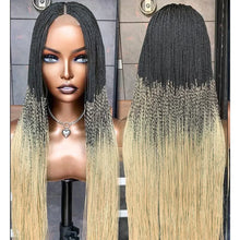 Load image into Gallery viewer, 28" Micro Twist Braided Wig | 1B Black | Front Lace | Glueless | Petite Cap | For Black Women