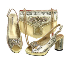 Load image into Gallery viewer, Open Toe Women Heels Shoes And Bag Set GRT543