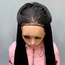 Load image into Gallery viewer, 28" Micro Twist Braided Wig | 1B Black | Front Lace | Glueless | Petite Cap | For Black Women
