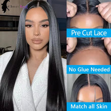 Load image into Gallery viewer, 24inch Glueless Wig Human Hair Ready To Wear Straight 4x4 Pre-Cut Glueless Wigs Pre-Plucked Top Brazilian Wigs for Women