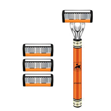 Load image into Gallery viewer, 6-Layer Stainless Steel Safety Razor Set for Men - Replaceable Blade Head, Manual Shaving