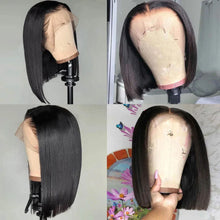 Load image into Gallery viewer, Straight Lace Bob Wig Yellow 13x4 Lace Front Human Hair Wig For Women Transparent Short Bob Wig Pixie Cut Brazilian 220% Density