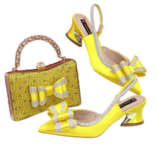 Load image into Gallery viewer, Med Heel Shoes for Women Italian Design Shoes and Bag Set ED345