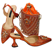 Load image into Gallery viewer, Women Shoes and Bag Set With Rhinestone Handbag EDTR54