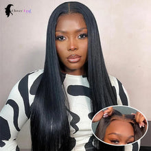 Load image into Gallery viewer, 24inch Glueless Wig Human Hair Ready To Wear Straight 4x4 Pre-Cut Glueless Wigs Pre-Plucked Top Brazilian Wigs for Women