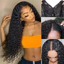 Load image into Gallery viewer, 250% V Part Wig Human Hair No Leave Out Upgrade U Part Machine Made Deep Wave Curly Human Hair Wigs For Women 100% High Density
