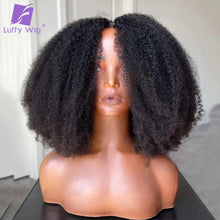 Load image into Gallery viewer, 200Density V Shape Wig Afro Kinky Curly Human Hair V Part Wig Short Curly Glueless No Leave Out New U Part Wigs For Women
