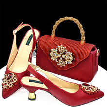 Load image into Gallery viewer, Women's Crystal Pointed High Heels Shoe Bag Set