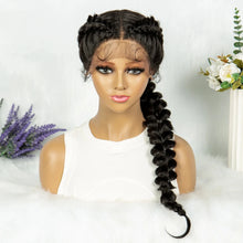 Load image into Gallery viewer, 13x4 Lace Front Braided Wig | Kinky Curly Ends | Synthetic Africa Wig with Baby Hair for Black Women