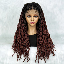 Load image into Gallery viewer, Knotless Box Braided Wig with Curly Ends &amp; Baby Hair | Synthetic Lace Front Wig for Black Women