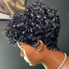 Load image into Gallery viewer, hort Pixie Wigs for Black Women Short Black Curly Pixie Wigs Synthetic Hair Wigs for Black Women Natural Wavy Black Pixie *China