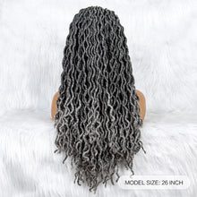 Load image into Gallery viewer, Knotless Box Braided Wig with Curly Ends &amp; Baby Hair | Synthetic Lace Front Wig for Black Women