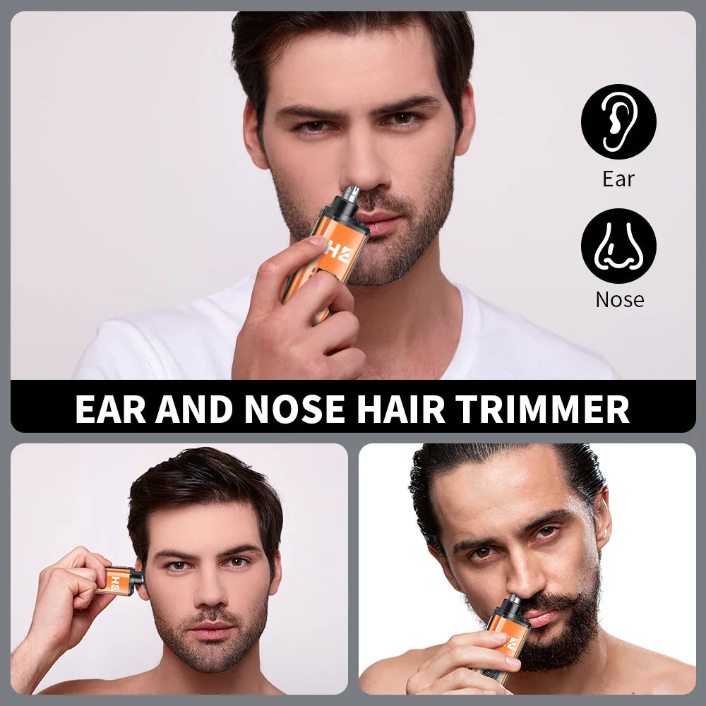 Rechargeable Nose & Ear Hair Trimmer – Portable Electric USB Groomer with 1-Hour Runtime & Cleaning Brush