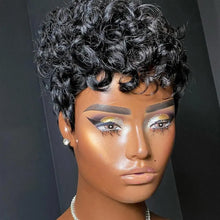 Load image into Gallery viewer, hort Pixie Wigs for Black Women Short Black Curly Pixie Wigs Synthetic Hair Wigs for Black Women Natural Wavy Black Pixie *China