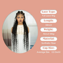 Load image into Gallery viewer, 34" Twisted Cornrow Full Lace Braided Wig | Baby Hair | Synthetic Lace Front Braids | Black Women