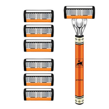 Load image into Gallery viewer, 6-Layer Stainless Steel Safety Razor Set for Men - Replaceable Blade Head, Manual Shaving