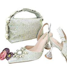 Load image into Gallery viewer, Women's Shoes and Bag Set with Shinning Crystal EDL435