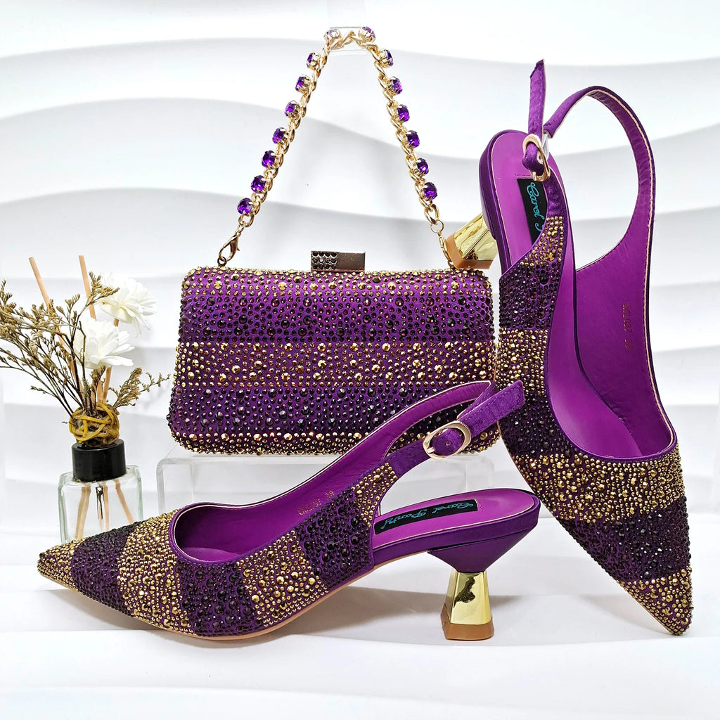 High Quality African Style Ladies Shoes And Bags Set ED125