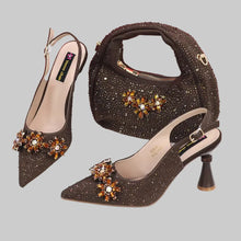 Load image into Gallery viewer, High Heels Shoes and Bags Set With Rhinestone