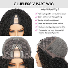 Load image into Gallery viewer, 200% Density Afro Kinky Curly Human Hair V Part Wig for Africa-American Women V Part Wig Easy Install Machine Made SewIn Wig