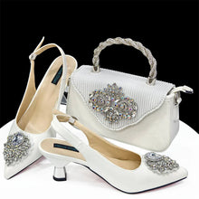 Load image into Gallery viewer, Women's Crystal Pointed High Heels Shoe Bag Set