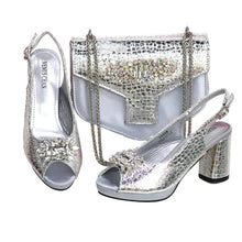 Load image into Gallery viewer, Open Toe Women Heels Shoes And Bag Set GRT543