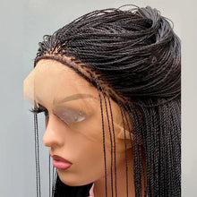 Load image into Gallery viewer, 28" Micro Twist Braided Wig | 1B Black | Front Lace | Glueless | Petite Cap | For Black Women