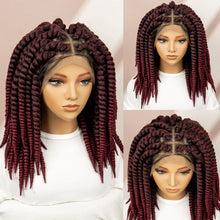 Load image into Gallery viewer, Twisted Braided Wig | Bob Twist Crochet Wig | Full Lace Braided Wig for Black Women | Kanekalon Hair