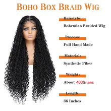 Load image into Gallery viewer, 36" Double Lace Front Box Braided Wig | Cornrow Twist | Baby Hair | Synthetic Braids for Black Women