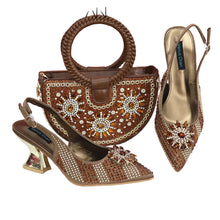 Load image into Gallery viewer, Italian Design Shoes And Bag Paired With Handmade Petal Clutches