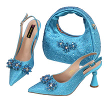 Load image into Gallery viewer, High Heels Shoes and Bags Set With Rhinestone