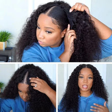 Load image into Gallery viewer, 250% V Part Wig Human Hair No Leave Out Upgrade U Part Machine Made Deep Wave Curly Human Hair Wigs For Women 100% High Density