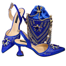 Load image into Gallery viewer, Women Shoes and Bag Set With Rhinestone Handbag EDTR54