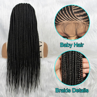 13x4 HD Lace Front Braided Wig with Baby Hair | Synthetic Braided Wigs for Black Women