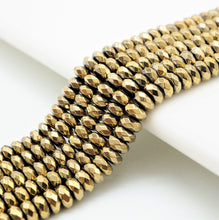 Load image into Gallery viewer, Quality Natural Pyrite Color Hematite,Rondelle Faceted Beads, sku#S95