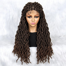 Load image into Gallery viewer, Knotless Box Braided Wig with Curly Ends &amp; Baby Hair | Synthetic Lace Front Wig for Black Women
