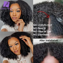 Load image into Gallery viewer, 200Density V Shape Wig Afro Kinky Curly Human Hair V Part Wig Short Curly Glueless No Leave Out New U Part Wigs For Women