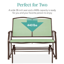 Load image into Gallery viewer, 2 Seat Mesh Patio Loveseat Swing Glider Rocker with Armrests in Sage