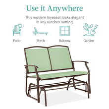 Load image into Gallery viewer, 2 Seat Mesh Patio Loveseat Swing Glider Rocker with Armrests in Sage