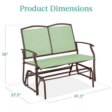 Load image into Gallery viewer, 2 Seat Mesh Patio Loveseat Swing Glider Rocker with Armrests in Sage