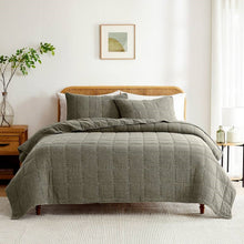 Load image into Gallery viewer, King/California King 3-Piece Sage Green Faded Stone Washed Cotton Quilt Set