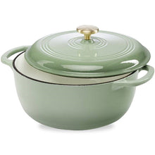 Load image into Gallery viewer, 6 Quart Large Sage Green Enamel Cast-Iron Dutch Oven Kitchen Cookware
