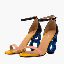 Load image into Gallery viewer, The Helix Heel Rose Gold Leather Women Sandal