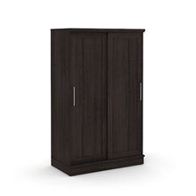 Load image into Gallery viewer, FarmHouse Espresso Oak Sliding Doors Garment Rod Wardrobe Armoire