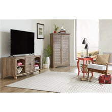 Load image into Gallery viewer, Farmhouse Armoire Storage Cabinet w/ Louver Doors in Light Brown Oak Wood Finish